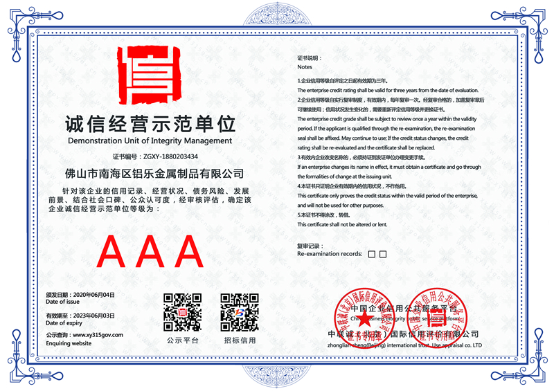 廣東誠(chéng)信經(jīng)營(yíng)示范單位